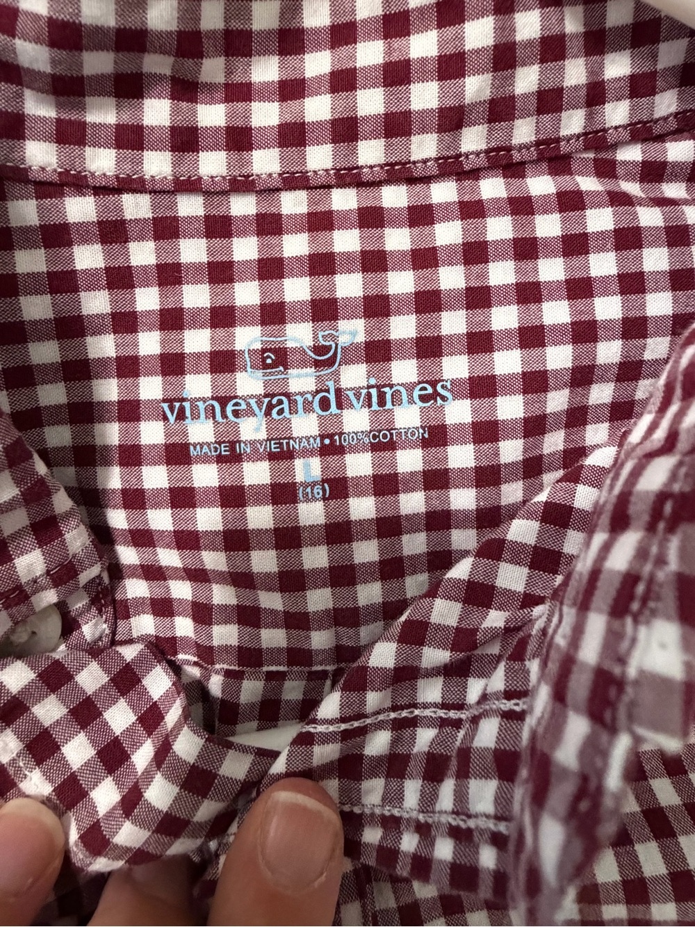 Boys*Vineyard Vines Red and Maroon Gingham Button-Down Shirts - Picture 7 of 7
